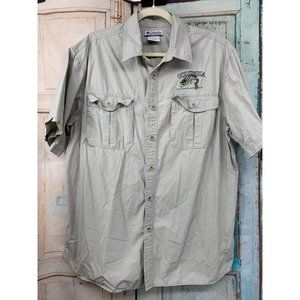 Columbia FlyFishing Button Down Short Sleeve Shirt LG Tan